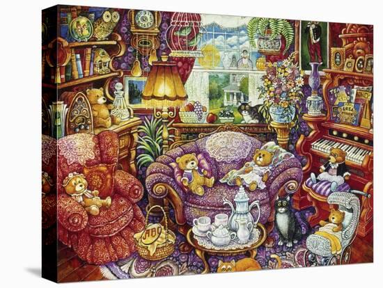Teatime for Teddy-Bill Bell-Stretched Canvas