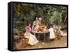 Teatime in the Garden-Edouard Frederic Wilhelm Richter-Framed Stretched Canvas