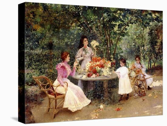 Teatime in the Garden-Edouard Frederic Wilhelm Richter-Stretched Canvas