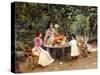 Teatime in the Garden-Edouard Frederic Wilhelm Richter-Stretched Canvas