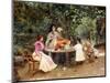 Teatime in the Garden-Edouard Frederic Wilhelm Richter-Mounted Giclee Print