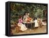 Teatime in the Garden-Edouard Frederic Wilhelm Richter-Framed Stretched Canvas