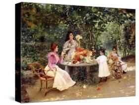 Teatime in the Garden-Edouard Frederic Wilhelm Richter-Stretched Canvas