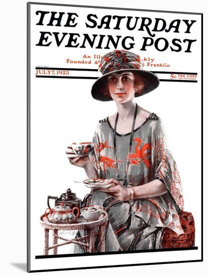 "Teatime," Saturday Evening Post Cover, July 7, 1923-Pearl L. Hill-Mounted Giclee Print