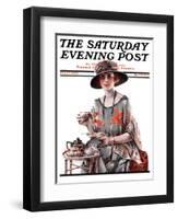 "Teatime," Saturday Evening Post Cover, July 7, 1923-Pearl L. Hill-Framed Giclee Print