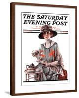 "Teatime," Saturday Evening Post Cover, July 7, 1923-Pearl L. Hill-Framed Giclee Print