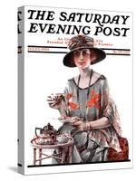 "Teatime," Saturday Evening Post Cover, July 7, 1923-Pearl L. Hill-Stretched Canvas