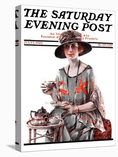 "Teatime," Saturday Evening Post Cover, July 7, 1923-Pearl L. Hill-Stretched Canvas