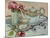 Teatime with Roses and a Cutwork Cloth-Joan Thewsey-Mounted Giclee Print