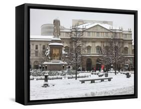 Teatro Alla Scala in Winter, Milan, Lombardy, Italy, Europe-Vincenzo Lombardo-Framed Stretched Canvas