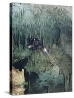 Technical Diver in Cave System, Mexico-null-Stretched Canvas