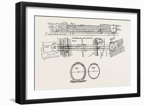 Technical Drawing of the Tunnel under the River Clyde at Glasgow, UK, 1890-null-Framed Giclee Print