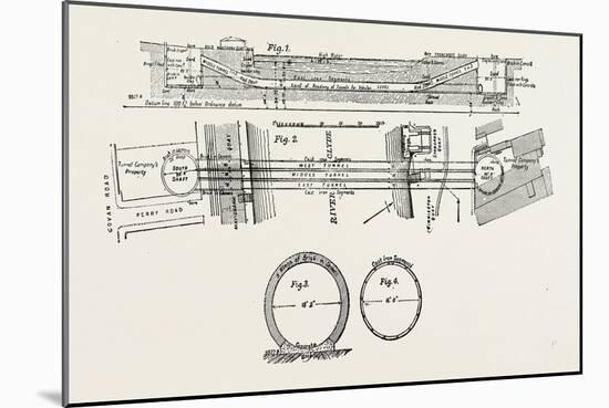 Technical Drawing of the Tunnel under the River Clyde at Glasgow, UK, 1890-null-Mounted Giclee Print