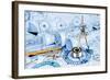 Technical Drawings with the Bearing in a Blue Toning-Andrey Armyagov-Framed Photographic Print