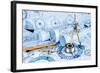 Technical Drawings with the Bearing in a Blue Toning-Andrey Armyagov-Framed Photographic Print