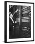 Technician Manipulating 1 of Hundreds of Dials on Panel of IBM's Room Size Eniac Computer-Francis Miller-Framed Photographic Print