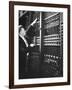 Technician Manipulating 1 of Hundreds of Dials on Panel of IBM's Room Size Eniac Computer-Francis Miller-Framed Photographic Print