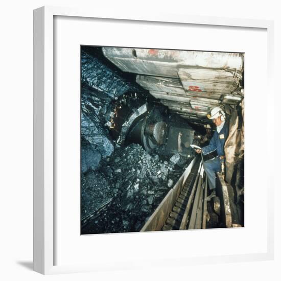 Technician Measures Noise Levels In a Coal Mine-Crown-Framed Premium Photographic Print