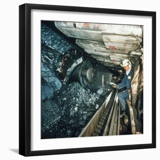 Technician Measures Noise Levels In a Coal Mine-Crown-Framed Premium Photographic Print