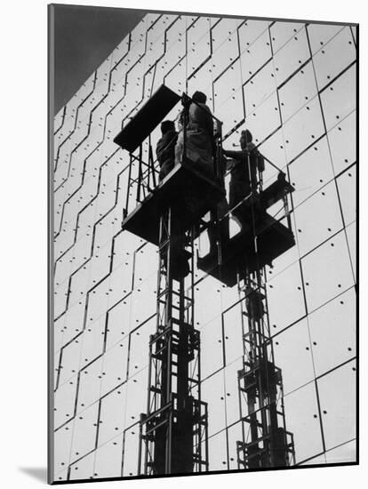 Technicians Adjusting Mirrors of Solar Furnace-Joe Scherschel-Mounted Photographic Print