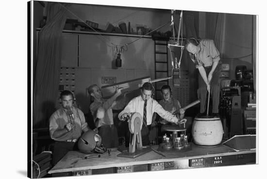 Technicians in Sound Production Room at Walt Disney Studio Using Hanging Mikes and Handheld Boom-Alfred Eisenstaedt-Stretched Canvas