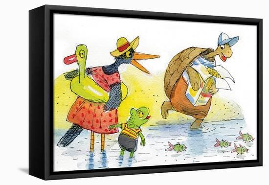 Ted, Ed, and Caroll and the Tiny Fish 2 - Turtle-Valeri Gorbachev-Framed Stretched Canvas