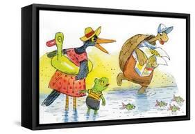 Ted, Ed, and Caroll and the Tiny Fish 2 - Turtle-Valeri Gorbachev-Framed Stretched Canvas