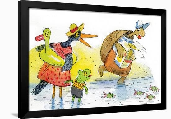 Ted, Ed, and Caroll and the Tiny Fish 2 - Turtle-Valeri Gorbachev-Framed Giclee Print