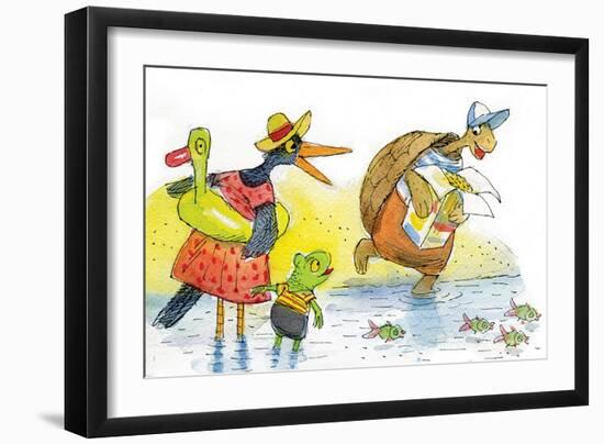 Ted, Ed, and Caroll and the Tiny Fish 2 - Turtle-Valeri Gorbachev-Framed Premium Giclee Print