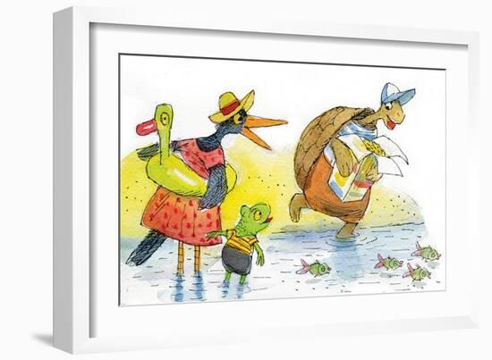Ted, Ed, and Caroll and the Tiny Fish 2 - Turtle-Valeri Gorbachev-Framed Premium Giclee Print