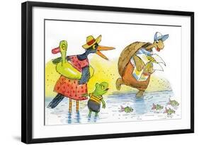 Ted, Ed, and Caroll and the Tiny Fish 2 - Turtle-Valeri Gorbachev-Framed Giclee Print