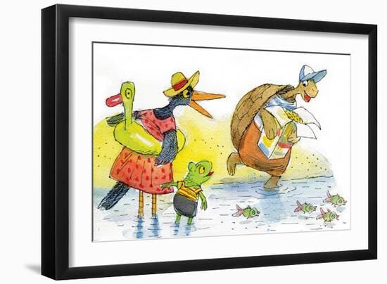 Ted, Ed, and Caroll and the Tiny Fish 2 - Turtle-Valeri Gorbachev-Framed Giclee Print