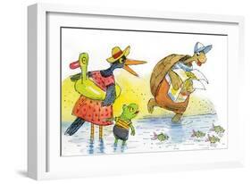 Ted, Ed, and Caroll and the Tiny Fish 2 - Turtle-Valeri Gorbachev-Framed Giclee Print