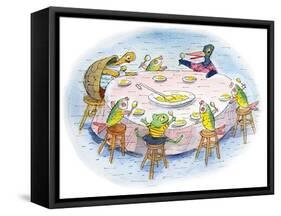 Ted, Ed, and Caroll and the Tiny Fish 5 - Turtle-Valeri Gorbachev-Framed Stretched Canvas