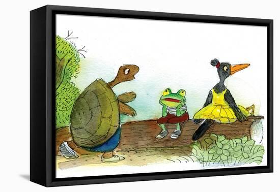 Ted, Ed, and Caroll are Great Friends - Turtle-Valeri Gorbachev-Framed Stretched Canvas