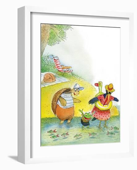 Ted, Ed and Caroll the Tiny Fish - Turtle-Valeri Gorbachev-Framed Giclee Print