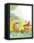 Ted, Ed and Caroll the Tiny Fish - Turtle-Valeri Gorbachev-Framed Stretched Canvas