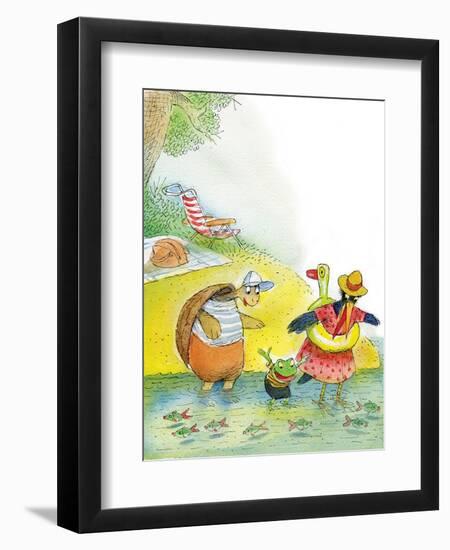 Ted, Ed and Caroll the Tiny Fish - Turtle-Valeri Gorbachev-Framed Premium Giclee Print