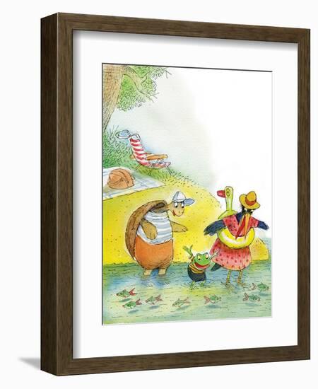 Ted, Ed and Caroll the Tiny Fish - Turtle-Valeri Gorbachev-Framed Giclee Print