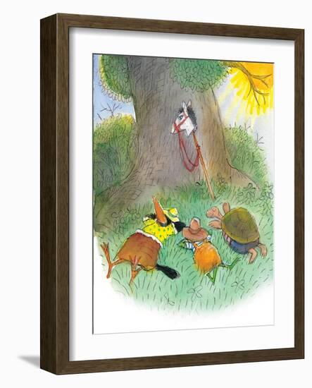 Ted, Ed, Caroll, and the Horse - Turtle-Valeri Gorbachev-Framed Giclee Print