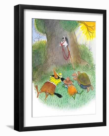 Ted, Ed, Caroll, and the Horse - Turtle-Valeri Gorbachev-Framed Giclee Print