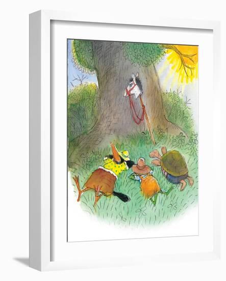 Ted, Ed, Caroll, and the Horse - Turtle-Valeri Gorbachev-Framed Giclee Print