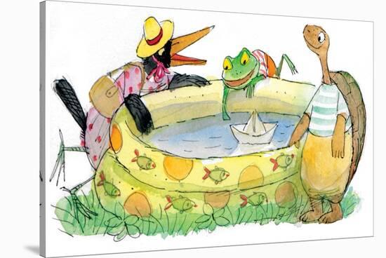 Ted, Ed, Caroll and the Swimming Pool - Turtle-Valeri Gorbachev-Stretched Canvas