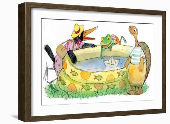 Ted, Ed, Caroll and the Swimming Pool - Turtle-Valeri Gorbachev-Framed Giclee Print