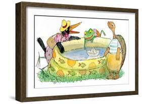 Ted, Ed, Caroll and the Swimming Pool - Turtle-Valeri Gorbachev-Framed Giclee Print