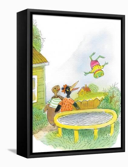 Ted, Ed, Caroll and the Trampoline - Turtle-Valeri Gorbachev-Framed Stretched Canvas