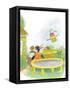 Ted, Ed, Caroll and the Trampoline - Turtle-Valeri Gorbachev-Framed Stretched Canvas