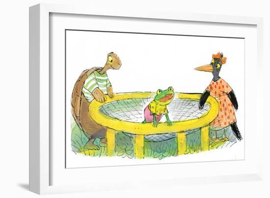 Ted, Ed, Caroll and the Trampoline - Turtle-Valeri Gorbachev-Framed Giclee Print