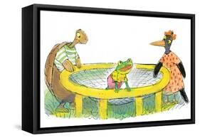 Ted, Ed, Caroll and the Trampoline - Turtle-Valeri Gorbachev-Framed Stretched Canvas