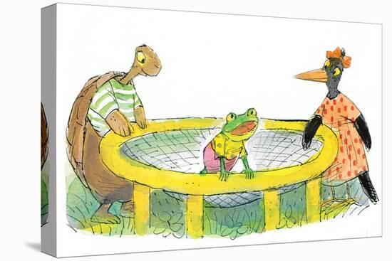 Ted, Ed, Caroll and the Trampoline - Turtle-Valeri Gorbachev-Stretched Canvas